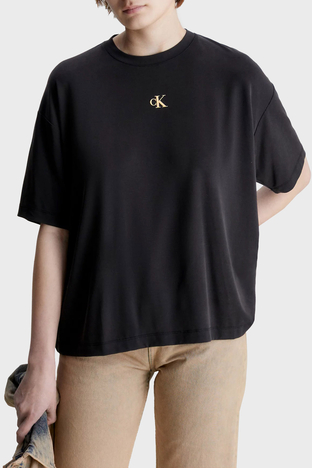 Calvin Klein - Calvin Klein Sırt Baskılı Bisiklet Yaka Relaxed Fit J20J221733BEH Bayan T Shirt J20J221733 BEH SİYAH
