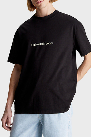 Calvin Klein - Calvin Klein Sırtı Baskılı Bisiklet Yaka Relaxed Fit Pamuklu Jarse J30J325492BEH Erkek T Shirt J30J325492 BEH SİYAH (1)