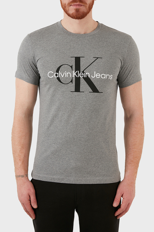 Calvin Klein - Calvin Klein Slim Fit Bisiklet Yaka % 100 Pamuk Erkek T Shirt J30J320935 P2D GRİ