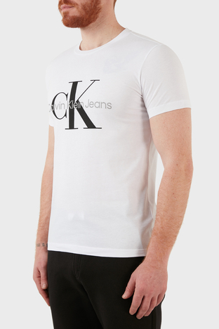 Calvin Klein - Calvin Klein Slim Fit Bisiklet Yaka % 100 Pamuk Erkek T Shirt J30J320935 YAF BEYAZ (1)