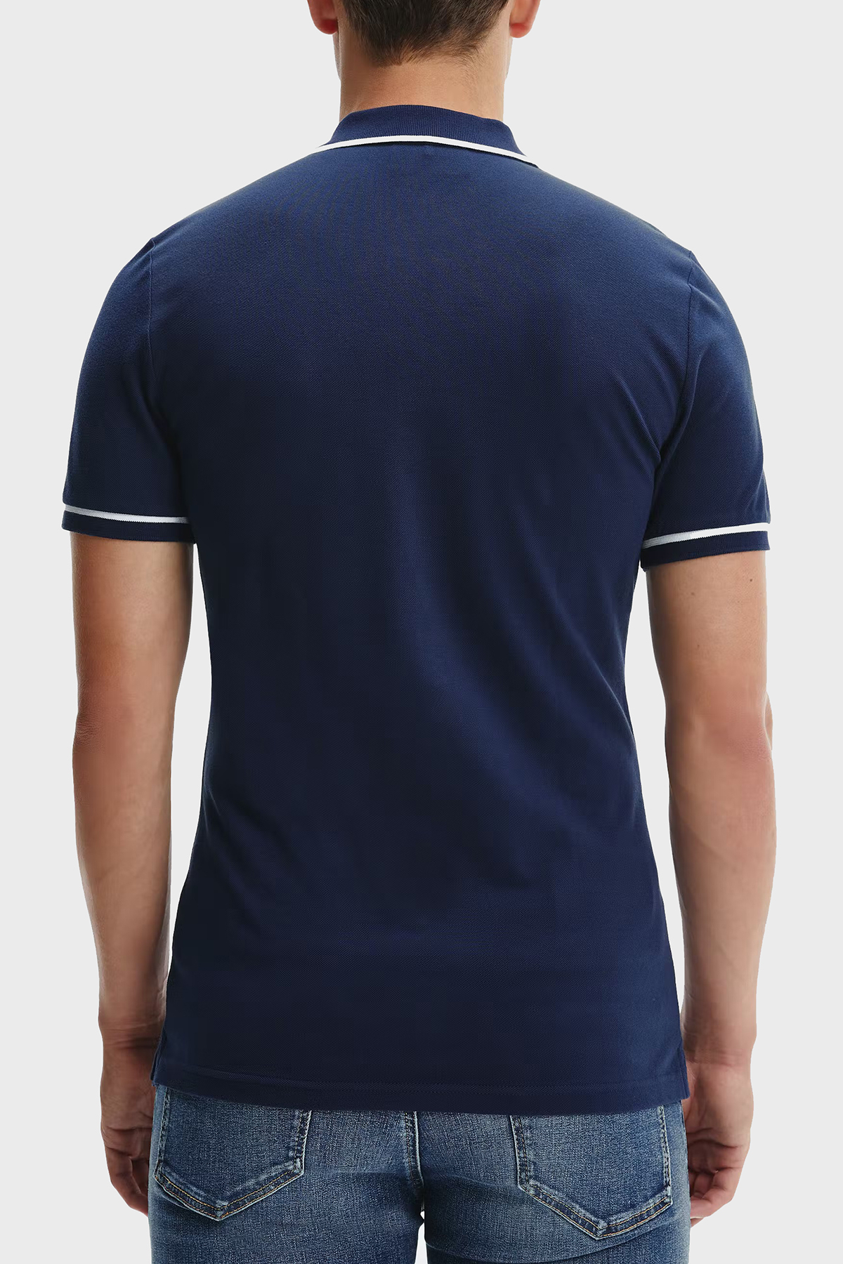 Calvin Klein Slim Fit Düğmeli Pamuklu T Shirt Erkek Polo J30J315603 CBK LACİVERT