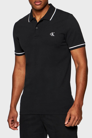 Calvin Klein - Calvin Klein Pamuklu Slim Fit Düğmeli Yaka Erkek Polo T Shirt J30J315603 BAE SİYAH