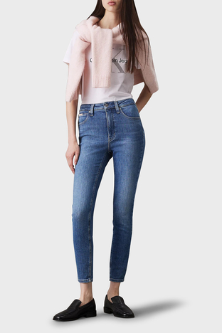 Calvin Klein - Calvin Klein Streç Pamuklu Skinny Fit Yüksek Bel Süper Dar Paça Jeans J20J2245221A4 Bayan Kot Pantolon J20J224522 1A4 MAVİ (1)