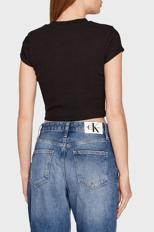 Calvin Klein - Calvin Klein Streç Pamuklu Slim Fit Crop J20J218337BEH Bayan T Shirt J20J218337 BEH SİYAH (1)