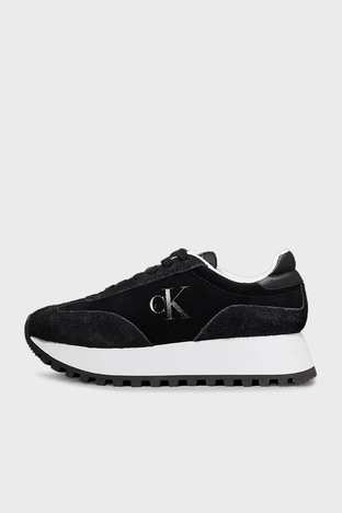 Calvin Klein - Calvin Klein Süet Logolu Kalın Tabanlı Sneaker YW0YW015740GM Bayan Ayakkabı YW0YW01574 0GM SİYAH-BEYAZ (1)