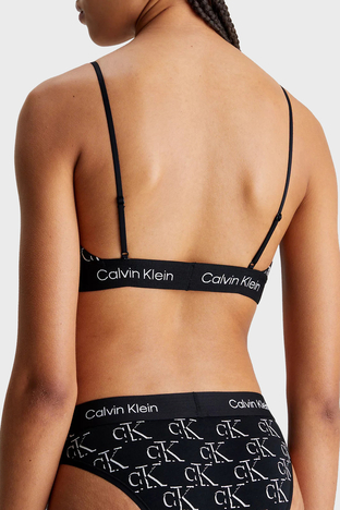 Calvin Klein - Calvin Klein Tamamı Logolu Pamuklu Spor 000QF7216ELOC Bayan Sütyen 000QF7216E LOC SİYAH-BEYAZ (1)