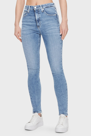 Calvin Klein - Calvin Klein Streç Pamuklu Yüksek Bel Süper Skinny Fit Jeans Bayan Kot Pantolon J20J221226 1A4 MAVİ