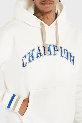 Champion - Champion Logo İşlemeli Kapüşonlu İçi Polarlı Relaxed Fit Erkek Sweat 219174 WSW WW034 BEJ (1)