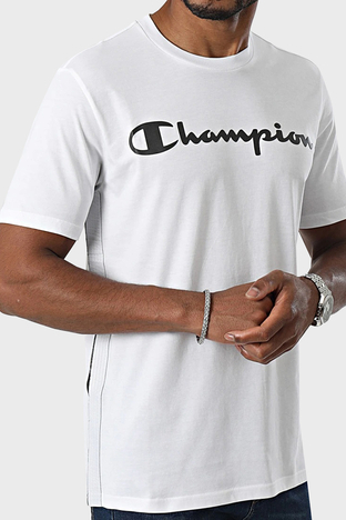 Champion - Champion Logolu Pamuklu Regular Fit Erkek T Shirt 219098 WHT WW001 BEYAZ