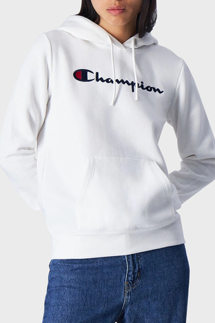 Champion - Champion Pamuklu Regular Fit İçi Polarlı Kapüşonlu Bayan Sweat 116579 WAY WW036 BEYAZ