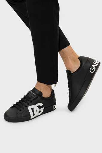 Dolce & Gabbana Hakiki Deri Sneaker Erkek Ayakkabı CS1772 AC330 8B956 SİYAH
