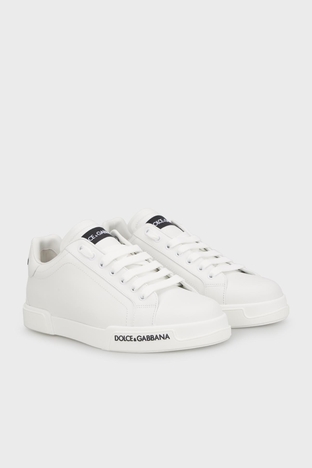 Dolce Gabbana - Dolce & Gabbana Hakiki Deri Sneaker Erkek Ayakkabı CS1774 AA335 80001 BEYAZ (1)