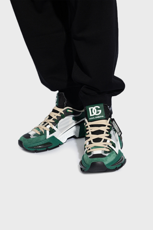 Dolce Gabbana - Dolce & Gabbana Logolu Deri Sneaker Erkek Ayakkabı CS1984 AK010 8B612 HAKİ (1)