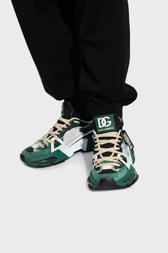 Dolce & Gabbana Logolu Deri Sneaker Erkek Ayakkabı CS1984 AK010 8B612 HAKİ