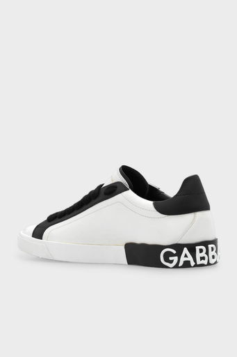 Dolce & Gabbana Logolu Deri Sneaker Erkek Ayakkabı CS2254 AQ192 89697 BEYAZ