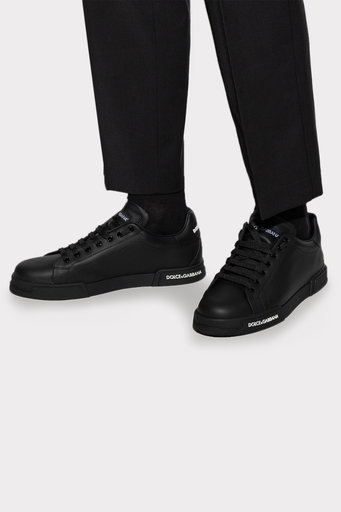 Dolce & Gabbana Logolu Hakiki Deri Sneaker Erkek Ayakkabı CS2213 AA335 8B956 SİYAH