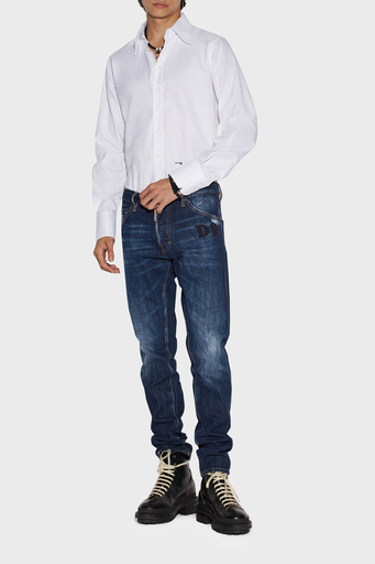 Dsquared2 Cool Guy Pamuklu Normal Bel Slim Fit Jeans Erkek Kot Pantolon S74LB1292 S30309 470 LACİVERT