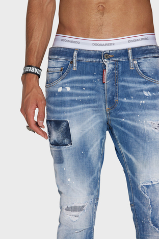 Dsquared2 - Dsquared2 Cool Guy Streç Pamuklu Yırtık Detaylı Slim Fit Jeans Erkek Kot Pantolon S74LB1252 S30342 470 MAVİ (1)