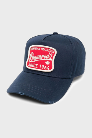 Dsquared2 - Dsquared2 Logolu Pamuklu Vintage Efektli Erkek Şapka BCM0686 05C00001 3073 LACİVERT