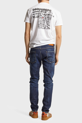 Dsquared2 - Dsquared2 Logolu Streç Pamuklu Slim Fit Jeans Erkek Kot Pantolon S74LB1315 S30342 470 LACİVERT (1)