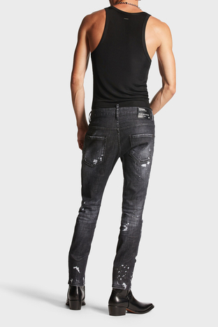 Dsquared2 - Dsquared2 Logolu Streç Pamuklu Slim Fit Jeans Erkek Kot Pantolon S74LB1451 S30357 900 SİYAH (1)