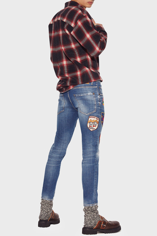 Dsquared2 - Dsquared2 Pamuklu Arma Detaylı Skinny Fit Normal Bel Jeans Erkek Kot Pantolon S74LB1205 470 LACİVERT (1)
