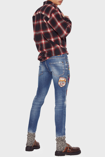 Dsquared2 Pamuklu Arma Detaylı Skinny Fit Normal Bel Jeans Erkek Kot Pantolon S74LB1205 470 LACİVERT