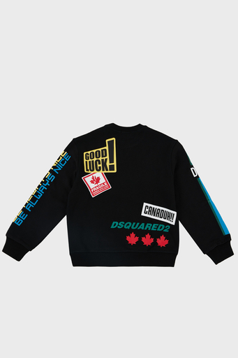 Dsquared2 Pamuklu Bisiklet Yaka Çocuk DQ0223 D00U7 Sweat DQ0223-D00U7 BLACK SİYAH