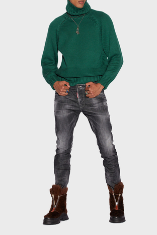 Dsquared2 - Dsquared2 Streç Pamuklu Düşük Bel Skinny Skater Jeans Erkek Kot Pantolon S71LB1088 S30357 900 SİYAH