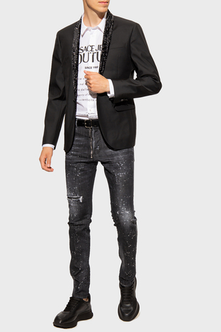 Dsquared2 - Dsquared2 Streç Pamuklu Yırtık Detaylı Normal Bel Regular Fit Cool Guy Jeans Erkek Kot Pantolon S74LB1184 S30357 900 SİYAH (1)