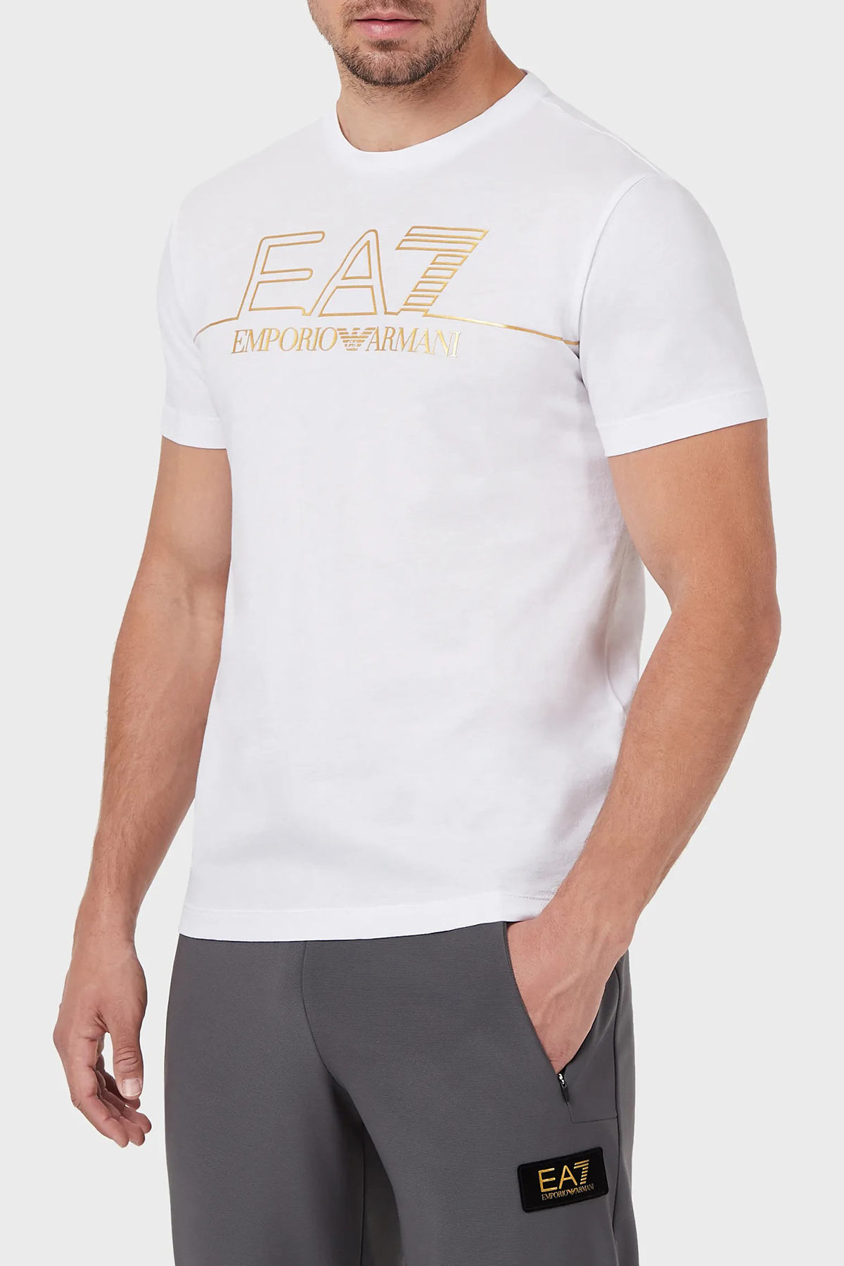 EA7 Erkek T Shirt 6KPT19 PJM9Z 1100 BEYAZ