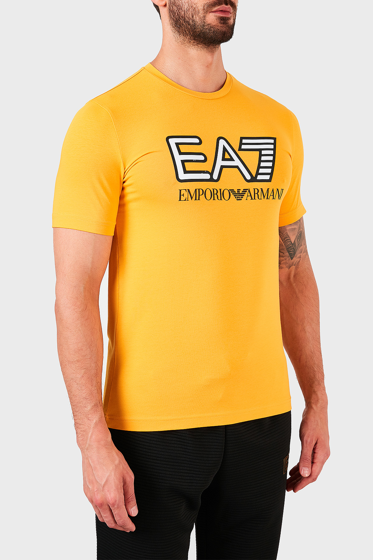 EA7 Baskılı Pamuklu Bisiklet Yaka Erkek T Shirt S 6HPT62 PJ03Z 1603 SARI