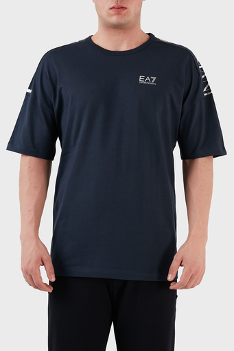 EA7 Logolu % 100 Pamuk Bisiklet Yaka Regular Fit Erkek T Shirt 6LPT23 PJ7CZ 1554 LACİVERT
