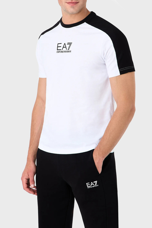 Ea7 - EA7 Logolu Bisiklet Yaka % 100 Pamuk Regular Fit Erkek T Shirt 6RPT15 PJ02Z 1100 BEYAZ