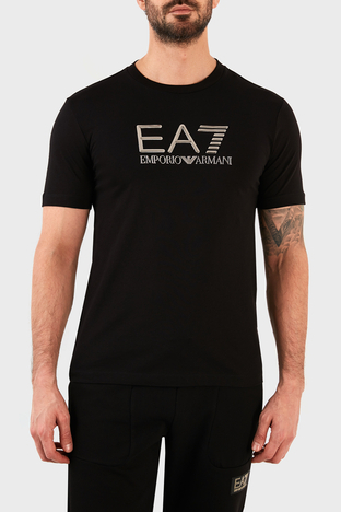 Ea7 - EA7 Logolu Bisiklet Yaka % 100 Pamuk Slim Fit Erkek T Shirt 3RPT71 PJM9Z 1200 SİYAH