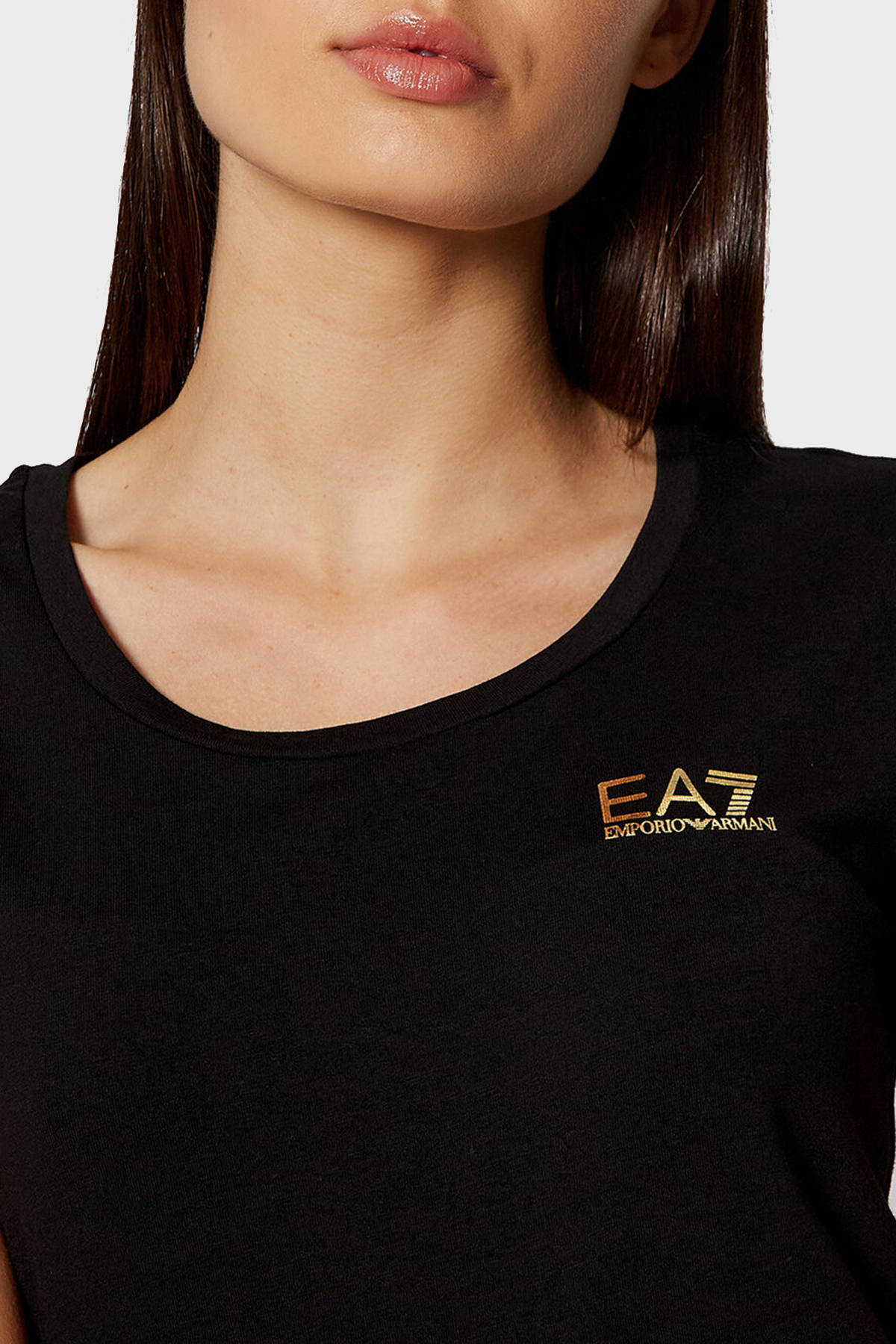 EA7 Logolu Regular Fit Pamuklu Bayan T Shirt 6KTT18 TJ12Z 0200 SİYAH