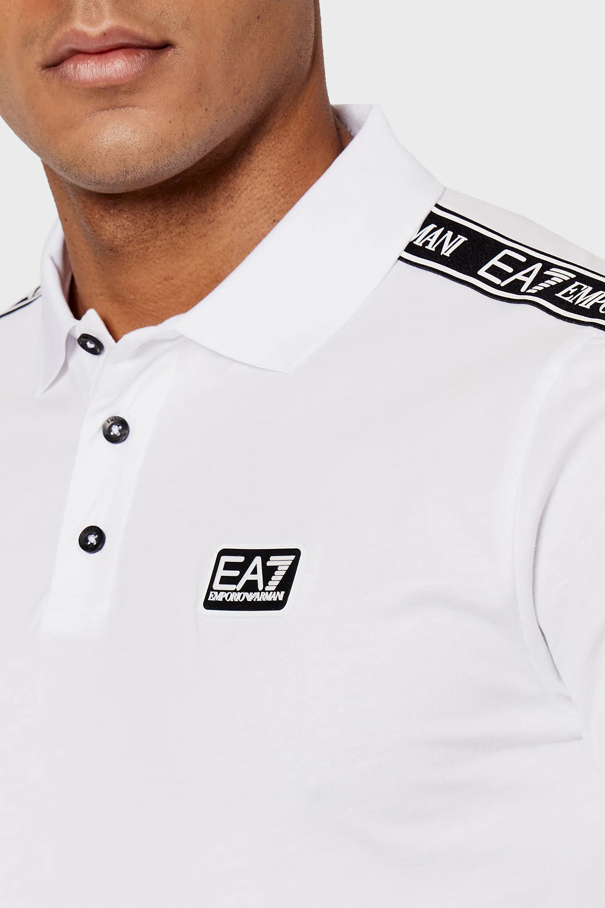 EA7 Pamuklu Regular Fit Düğmeli T Shirt Erkek Polo 3LPF20 PJ02Z 0100 BEYAZ