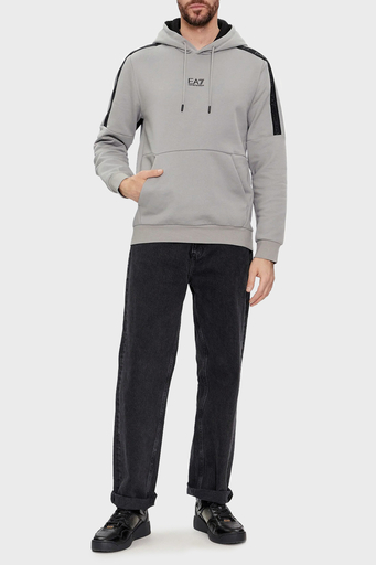 EA7 Pamuklu Regular Fit Kapüşolu Erkek Sweat 3DPM59 PJ07Z 1923 GRİ