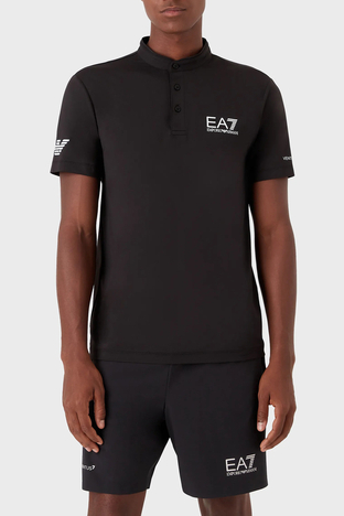 Ea7 - EA7 Regular Fit Düğmeli Sıfır Yaka Erkek T Shirt 8NPT21 PJEMZ 1200 SİYAH