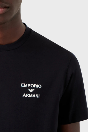Emporio Armani % 100 Pamuk Regular Fit Bisiklet Yaka Erkek T Shirt 6L1TS6 1JSAZ 0920 LACİVERT