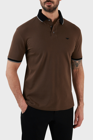 Emporio Armani - Emporio Armani % 100 Pamuk Regular Fit Düğmeli Erkek Polo T Shirt 3R1F70 1JTKZ 0490 KAHVE (1)