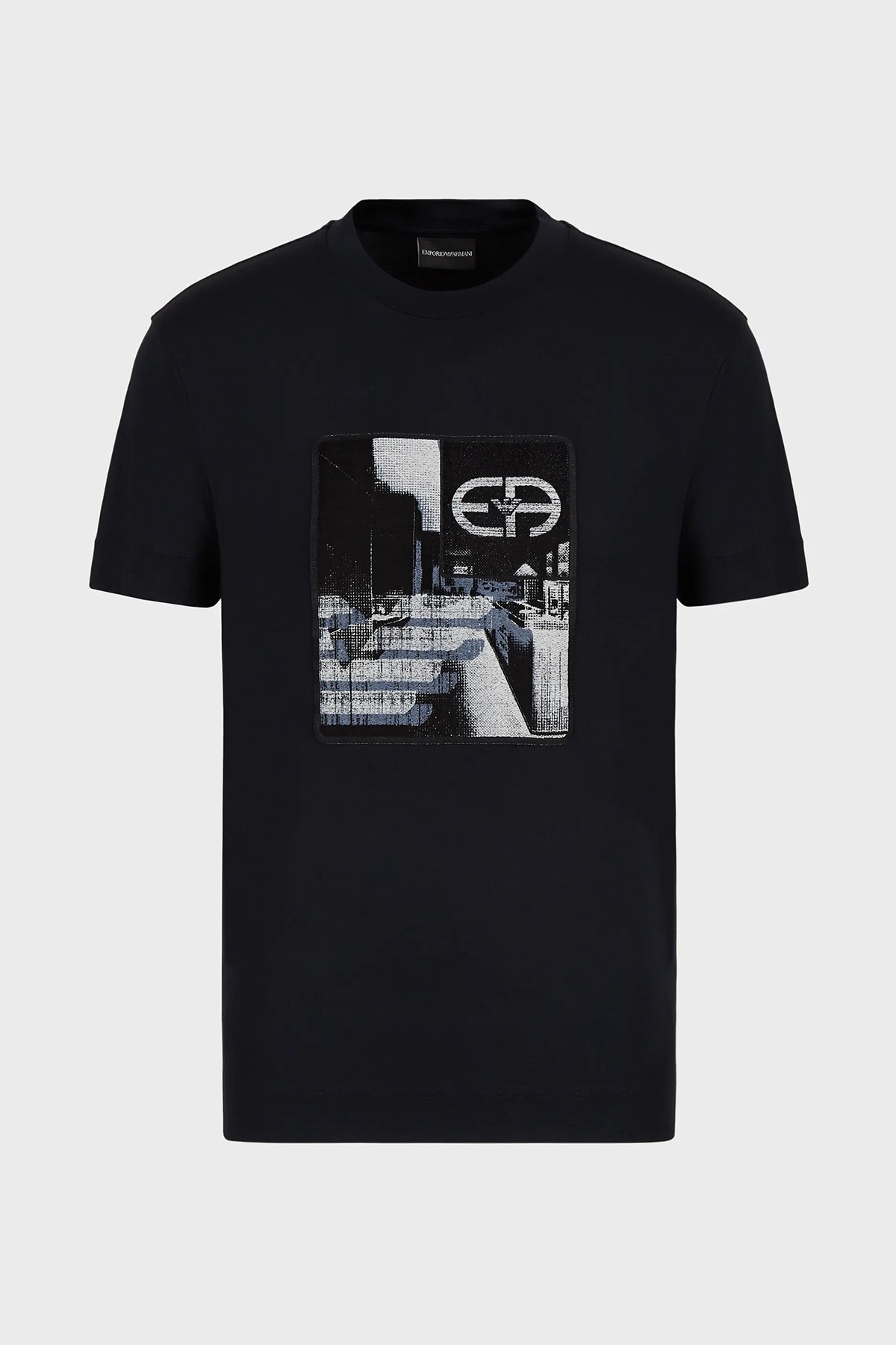 Emporio Armani Baskılı Pamuklu Slim Fit Erkek T Shirt 6K1TC8 1JUVZ 09D6 LACİVERT
