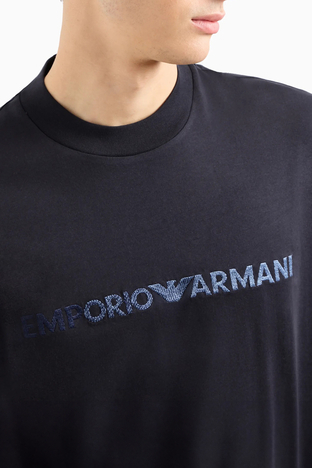 Emporio Armani - Emporio Armani Bisiklet Yaka % 100 Pamuk Regular Fit Erkek T Shirt 3D1TG3 1JPZZ 09R2 LACİVERT (1)