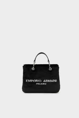 Emporio Armani - Emporio Armani Çıkarılabilir Omuz Askılı Peluş Bayan Çanta Y3D166 YWH6E 80001 SİYAH