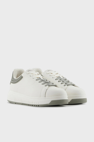 Emporio Armani - Emporio Armani Deri Logolu Sneaker Erkek Ayakkabı X4X264 XN001 U168 BEYAZ (1)