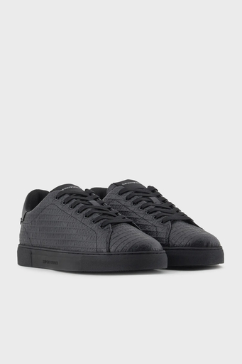 Emporio Armani Deri Logolu Sneaker Erkek Ayakkabı X4X670 XD432 00002 SİYAH