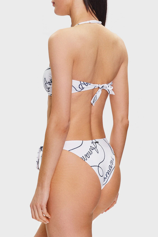 Emporio Armani - Emporio Armani Desenli Bağlama Detaylı Sert Hafif Dolgulu Bayan Bikini 262636 3R310 10410 BEYAZ (1)