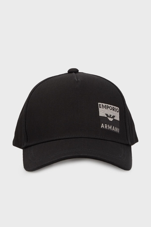 Emporio Armani - Emporio Armani Gümüş İşleme Detaylı Ayarlanabilir Erkek Şapka 627379 3F551 00020 SİYAH