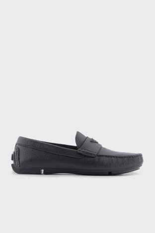 Emporio Armani - Emporio Armani Hakiki Deri Makosen Erkek Ayakkabı X4B124 XF665 00002 SİYAH