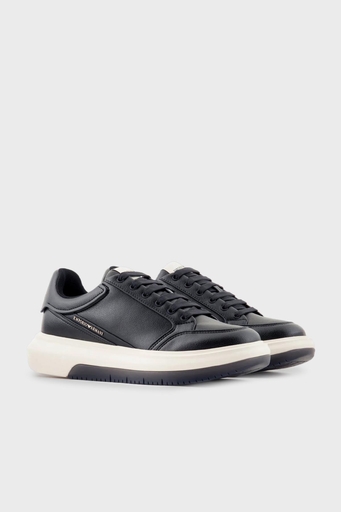 Emporio Armani Hakiki Deri Sneaker Erkek Ayakkabı X4X633 XD404 T038 LACİVERT